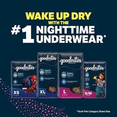Goodnites Girls‘ Nighttime Bedwetting Underwear, Size Extra Large (95-140+ lb…