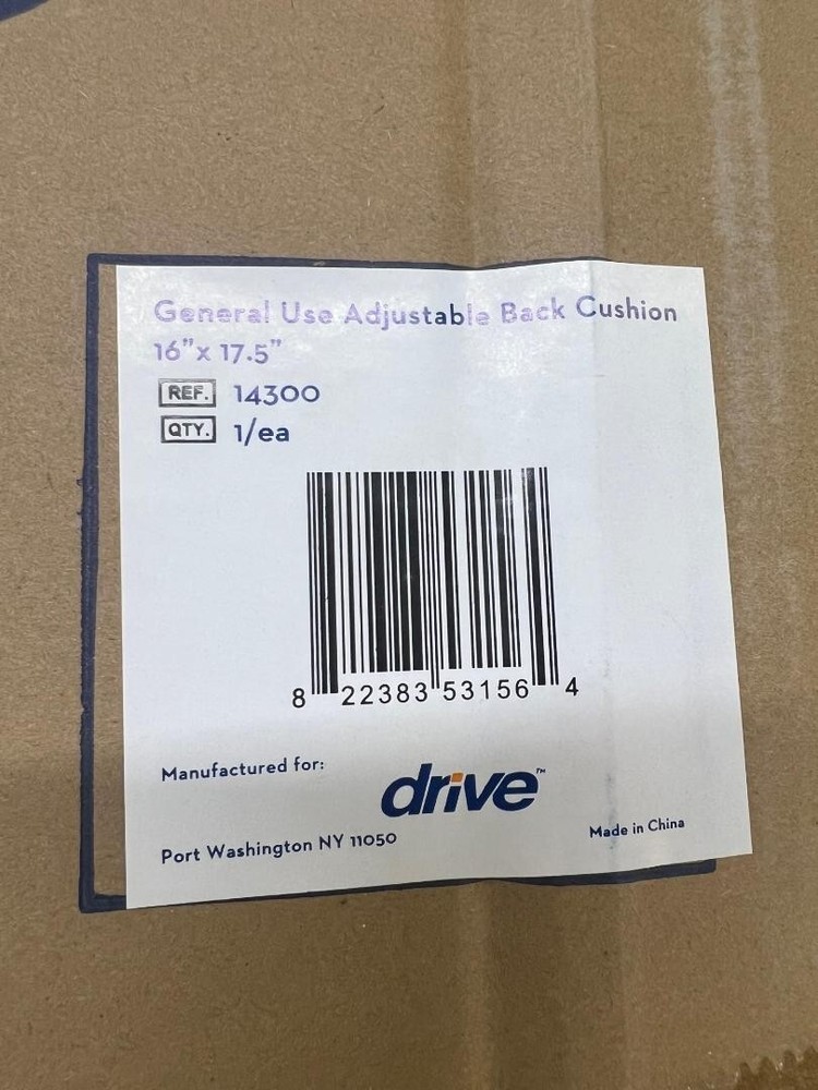 DRIVE General Use Adjustable Back Cushion 16″ X 17.5″ For Wheelchairs #14300 NEW