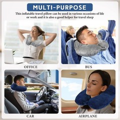 Sintuff 2 Pack Inflatable Travel Pillow for Light Gray and Dark Blue