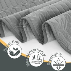 34×52 Inch Washable Underpads Reusable Bed Heavy Duty Incontinence Gray Pad