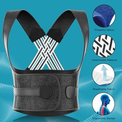 Posture Corrector for Women and Men, Back Brace, Shoulder Free Size, Black