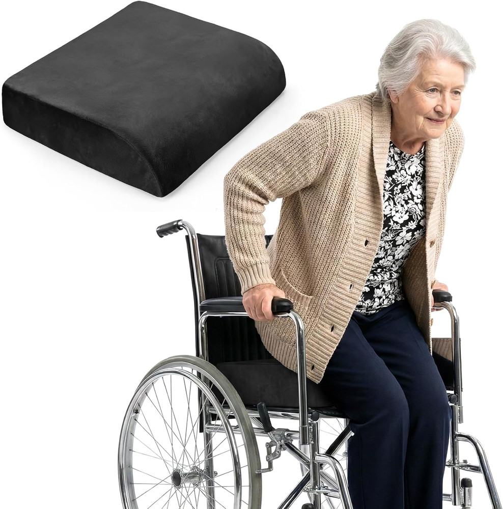 Chair Cushion for Elderly – 4″ Thick Booster Seat Cushion for Easy Rise, Dual-La