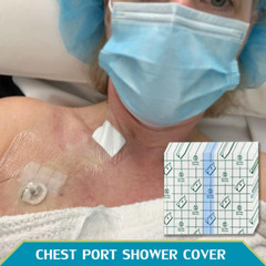 50 Pcs Waterproof Shower Protector Bandage 4X4 Inch for Chest Chemo Dialysis Cat