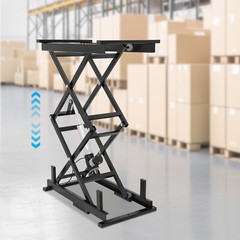 Black 30*1*10in 24V Iron Electric Scissor Lift Table For Material Transportation
