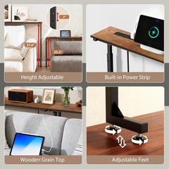 Keelian 39 inch Narrow Console Table with Outlet,Adjustable Height(25″-37″) Behi