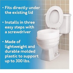 Carex Toilet Seat Riser Elongated Raised Toilet Seat Adds 3.5 inches to Toilet