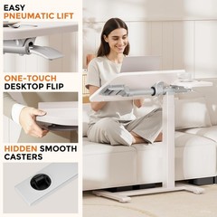 Overbed Bedside Table with Wheels,Tiltable Hospital Bed Table Over The Bed, P…