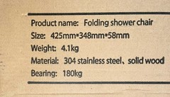 Wall Mounted Folding Shower Chair Wood & Stainless Steel Construction 380Lbs NEW
