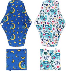 PHOGARY Reusable Menstrual Pads, Bamboo Cloth Pads 9 Piece Set, Colorful-b