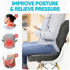 XL Memory Foam Seat Cushion with Lumbar Support for Pain Relief – Dark Grey
