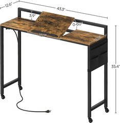 Recliner Table Overbed Table W/ Charging Station & Wheels Over The Bed Desk