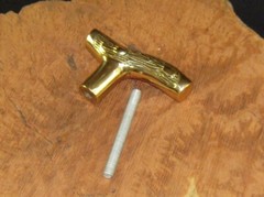 1 Cast Brass Fritz Cane Walking Stick Handle with 3 1/2″ Threaded Rod Connector