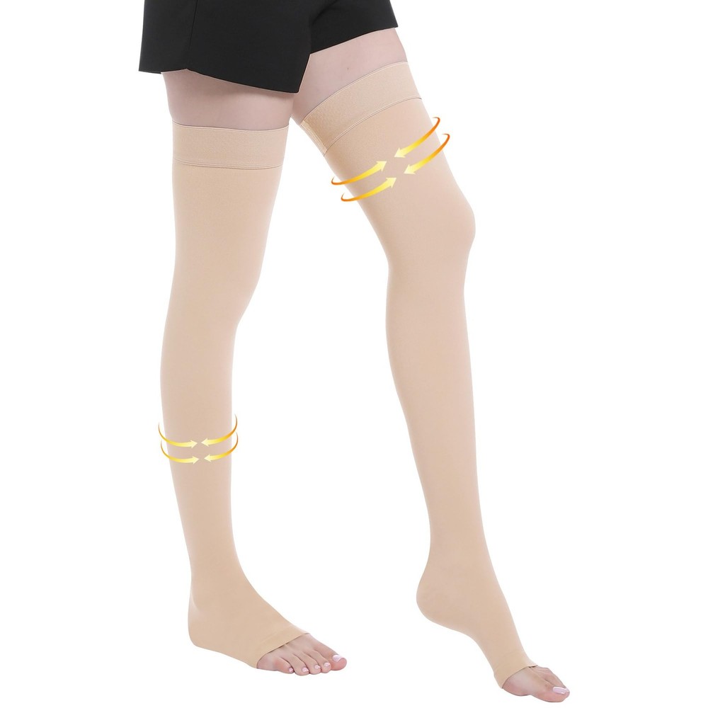 Myshear 20-30 mmHg Compression Stockings for Women and Men, Medium, Beige