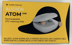Audien Atom One OTC Hearing Aids Rechargeable Beige charger cord accessories