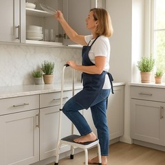 Step Stool with Handle for Ederly Sturdy and Lightweight Anti-Skid Platform Easy