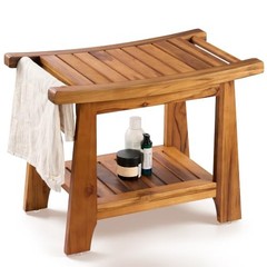Teak Shower Bench 22 Inch 400lb Capacity Handles