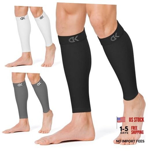 Calf Compression Sleeve for Women & Men Large-X-Large 04 Black/White/Grey