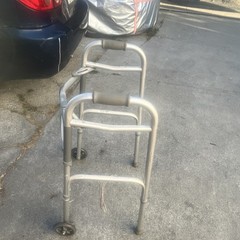 Medline Aluminum Walking Frame Adjustable Height 2-Wheel Silver Gray