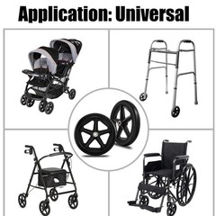 2PACK Wheel Replacement For Wheelchairs, 8 inch by 1.38 in Black 5/16″ Bearing
