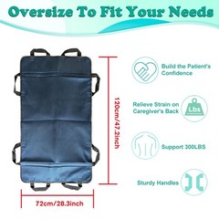 Washable Reusable Patient Transfer Bed Pad w/Reinforced Handles for Caregivers