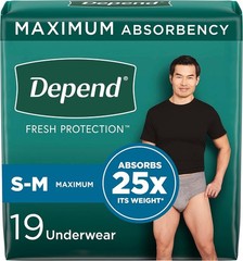 Depend Fresh Protection Adult Small/Medium Underwear 19 Ct-Pack of 2 (38 count)
