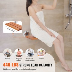 VEVOR Folding Teak Shower Seat 20.1“ x 13.2“ Wall Mounted Shower Bench 440 lbs