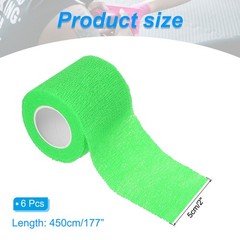 2″ x 177″ 6 Pcs Self Adhesive Bandage Wrap Elastic Self Tape Bright Green