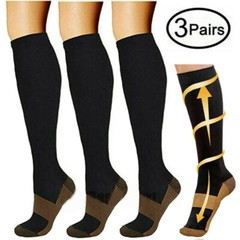 3 Pairs Copper Compression Socks 10-20mmHg Moisture Wicking Support Stocking XXL