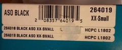 XX Small Spec ASO Ankle Stabilizer – Black, Size XX small New in Box
