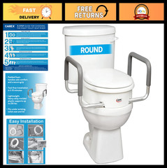 Raised Toilet Seat with Arms, 3.5″ Riser for Elderly & Handicap, 300 lbs Capacit