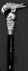 Antique Handle Hercule Poirot Swan Style Brass Walking Stick Handmade Skull Head