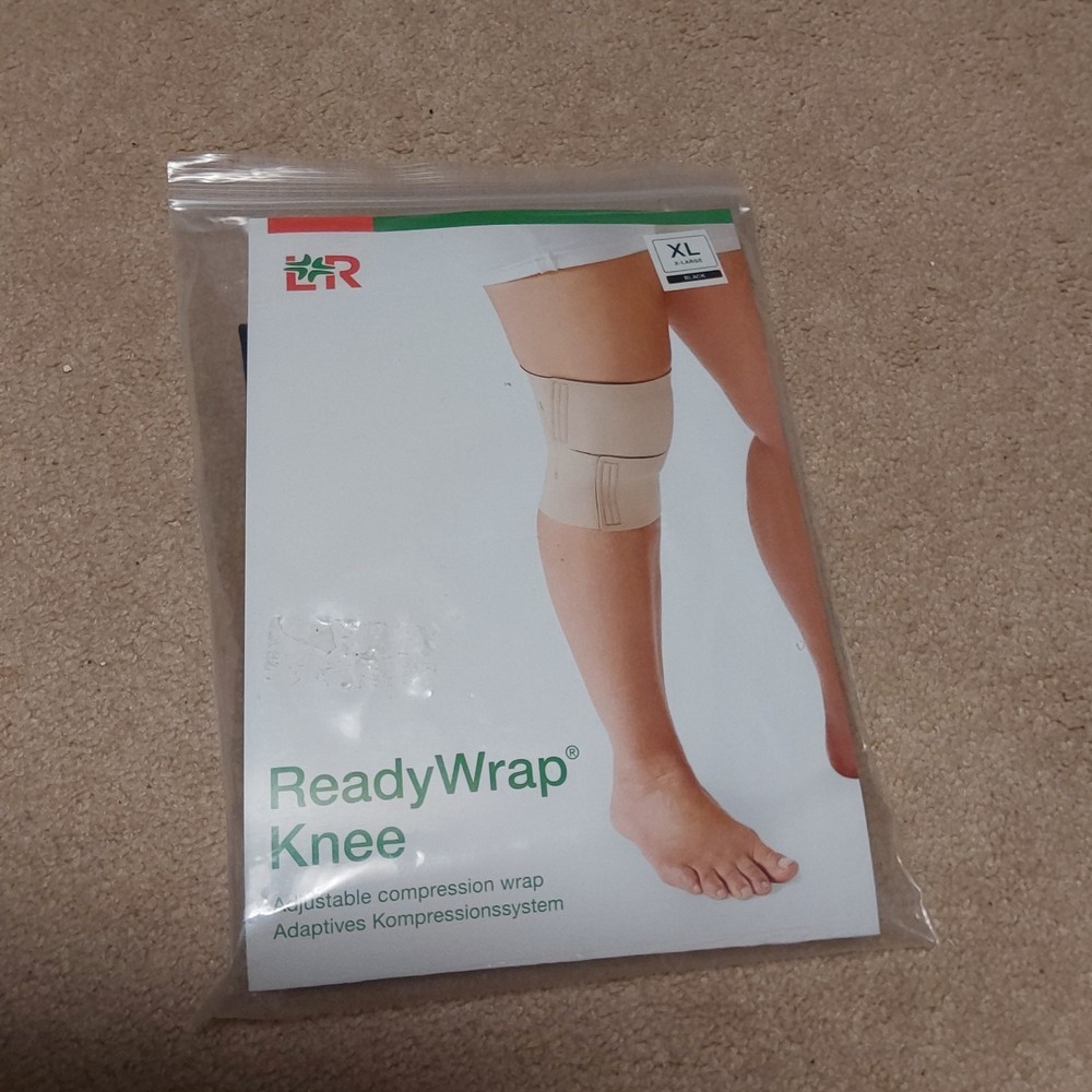 L & R Ready Wrap Knee Adjustable Compression Wrap BLACK Size XL New in Packet