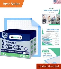 Moisture Barrier Disposable Bed Pads – 50 Count 23″ x 36″ for Ultimate Hygiene