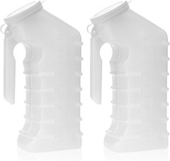 Translucent Male Urinal with Ergonomic Grip – Spills & Odors Shielded, 2pk
