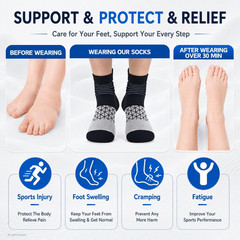 Compression Ankle Support Socks Women Wicking Cushioned Athletic Plantar Fasciit