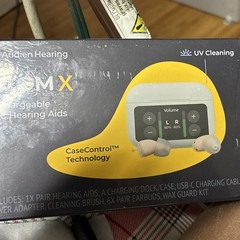 Audien Hearing AtomX CIC Hearing Aids Beige UV Clean Rechargeable w/ Case