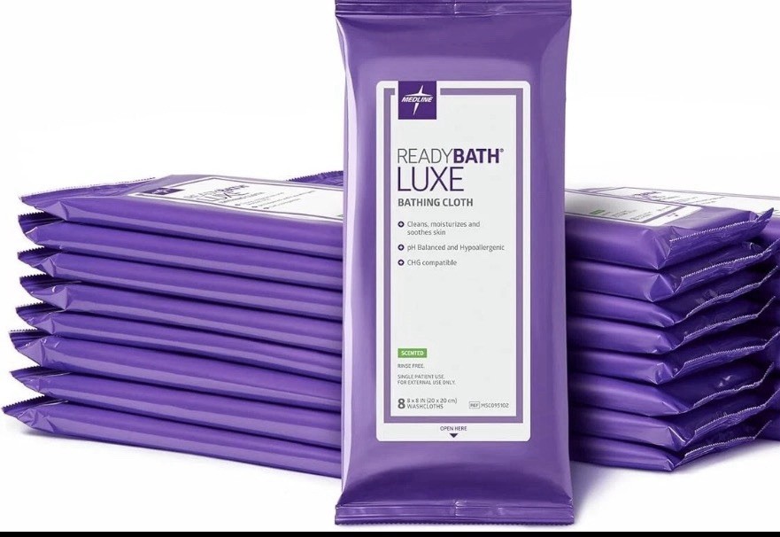 Bath Wipes 20 Packs 8 Inch Hypoallergenic Medline ReadyBath LUXE 160 Wipes Total