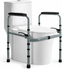 Foldable Toilet Safety Rails for Seniors Adjustable Stand Alone Bathroom 350lb