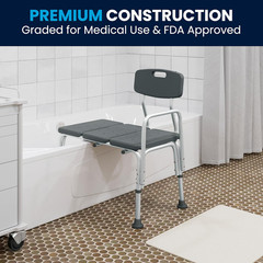 HERCULES Series 300 Lb. Capacity Adjustable Gray Bath & Shower Transfer Bench wi