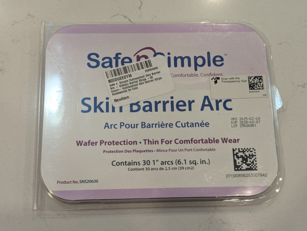 30 Pcs Safe N Simple SNS20630 Ostomy Skin Barrier Arc Exp 2028