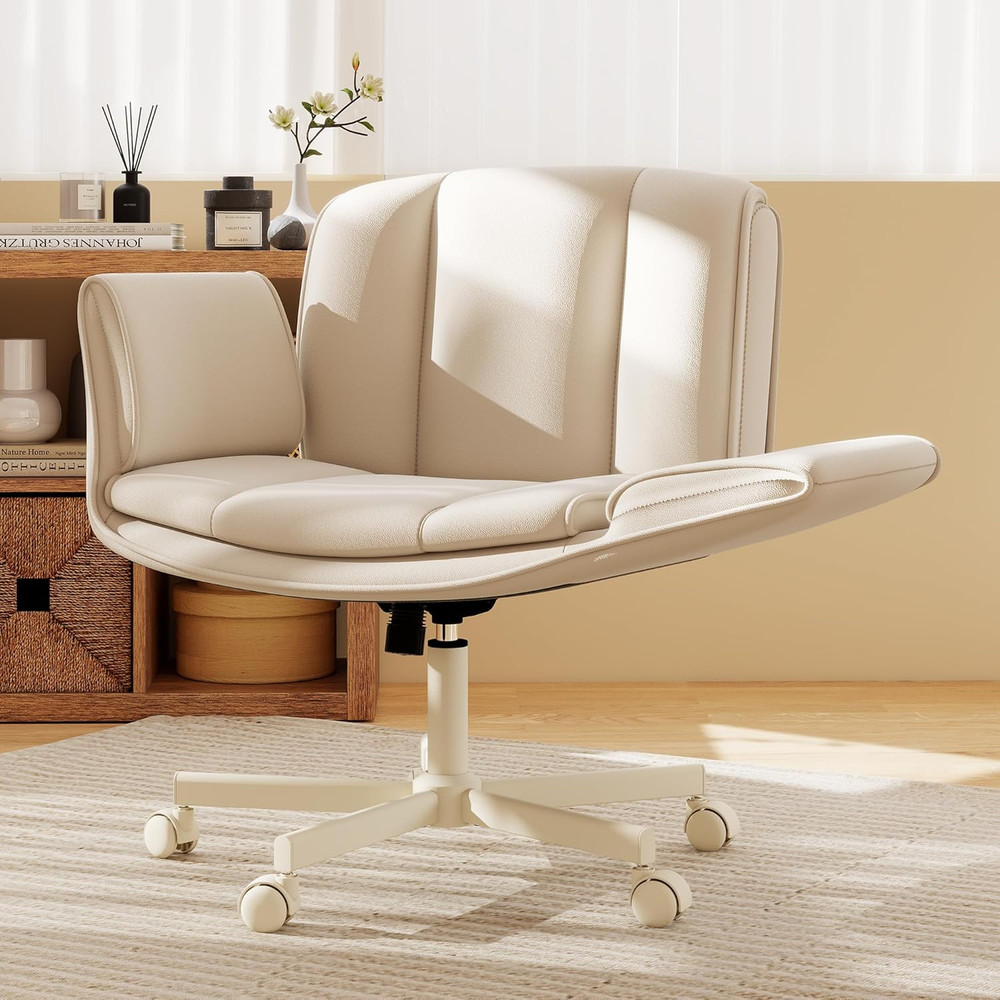 Adjustable Criss Cross Chair with Wheels & Armrests for Home & Office Use