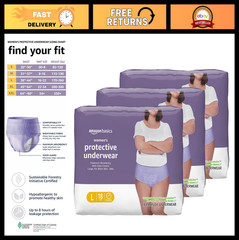 Maximum Absorbency Incontinence Underwear for Women, Disposable, Odor Control, L