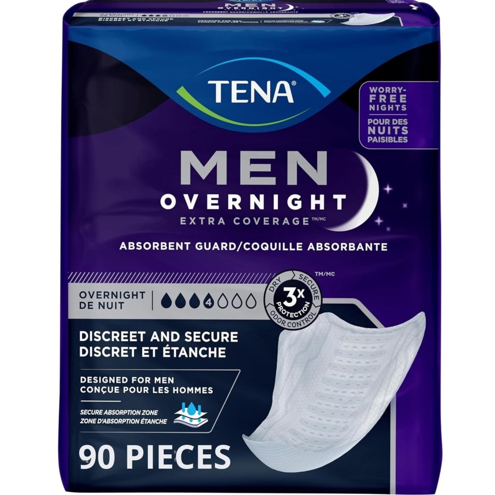 TENA Incontinence Guards, Overnight Absorbency & Advanced 90 Count, White