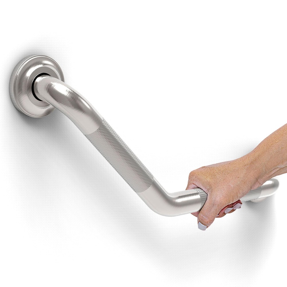 1-1/4 x 16inch Angled Grab Bar for Stud Mount with Knurled Grip, Bathroom Mob…
