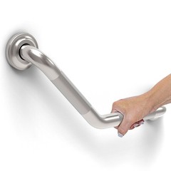1-1/4 x 16inch Angled Grab Bar for Stud Mount with Knurled Grip, Bathroom Mob…