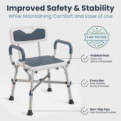 PELEGON Shower Chair for Elderly and Disabled 450lb Dark Blue, Blue