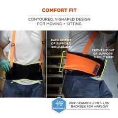 High Visibility Back Support Brace, 8″ Spandex Belt, Removable Straps, Comfort F