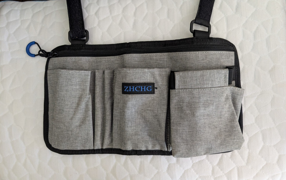 NEW Gray ZHCHG Wheelchair Side Bag with Cup Holder Armrest Pouch Accessories