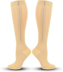 Gradient Pressure Knee-High Compression Socks with Zipper for Everyday Use