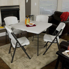 LIFETIME 280228 37-Inch Square Fold-in-Half Table, White Granite Top with Gray F